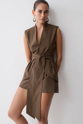 Alina Waist Tie Sleeveless Top - Chocolate