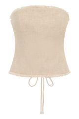 Annie Strapless Tie Back Linen Top - Natural