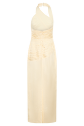 Chiara Halter Satin Maxi Dress - Buttermilk