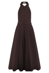 Cindy Collared Midi Dress - Chocolate