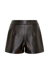 Adaline Faux Leather High Waisted Shorts - Dark Chocolate