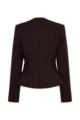 Agatha Square Neck Blazer - Plum Pinstripe