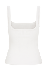 Aisling Ribbed Square Neck Sleeveless Top - Ivory