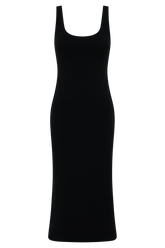 Allyra Scoop Stretch Crepe Midi Dress - Black