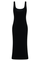 Allyra Scoop Stretch Crepe Midi Dress - Black