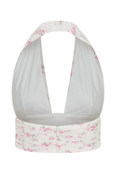 Amaris Sleeveless Plisse Halter Top - Floral Ditsy Print