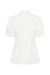 Ariella Button Up Short Sleeves Top - White