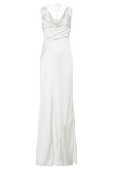 Ashley Cowl Neck Lace And Satin Maxi Dress - Ivory