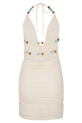 Astraeus Beaded Cowl Mini Dress - Ivory