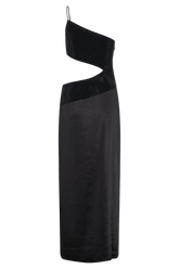 Athena One Shoulder Diamante Maxi Dress - Black