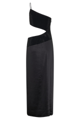 Athena One Shoulder Diamante Maxi Dress - Black