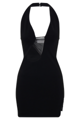 Aubree Crepe And Mesh Mini Dress - Black
