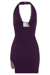 Aubree Crepe And Mesh Mini Dress - Purple