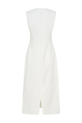 Audrine Suiting Sleeveless Midi Dress - Ivory