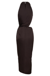 Aveline Draped Halter Midi Dress - Dark Chocolate