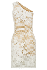 Barker Hand Crochet Knit Mini Dress - White