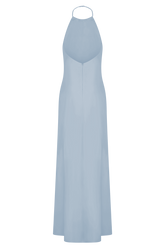 Bella Satin Halter Maxi Dress - Frosted Blue