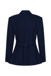 Bellamy Cinched Blazer - Navy Pinstripe