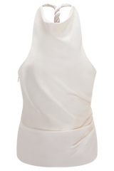Bianca Satin Halter Top - Ivory