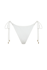 Blossom Side Tie Bikini Bottom - White Textured Fabric