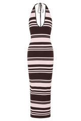 Brienne Stripe Midi Dress - Pink/Chocolate