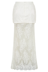 Camille Beaded Satin And Lace Maxi Skirt - Ivory