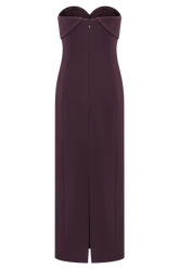 Cary Folded Strapless Crepe Midi Dress - Wine