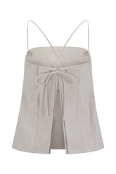Casey Linen Corded Embroidered Linen Top - Natural