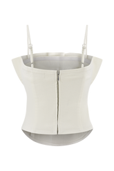 Cecilia Denim Frill Corset - White