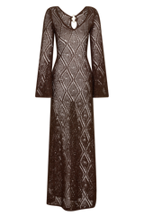 Chelsea Lurex Crochet Maxi Dress - Bronze