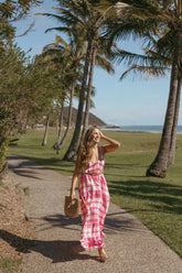 Perle Maxi Dress - Pink Check