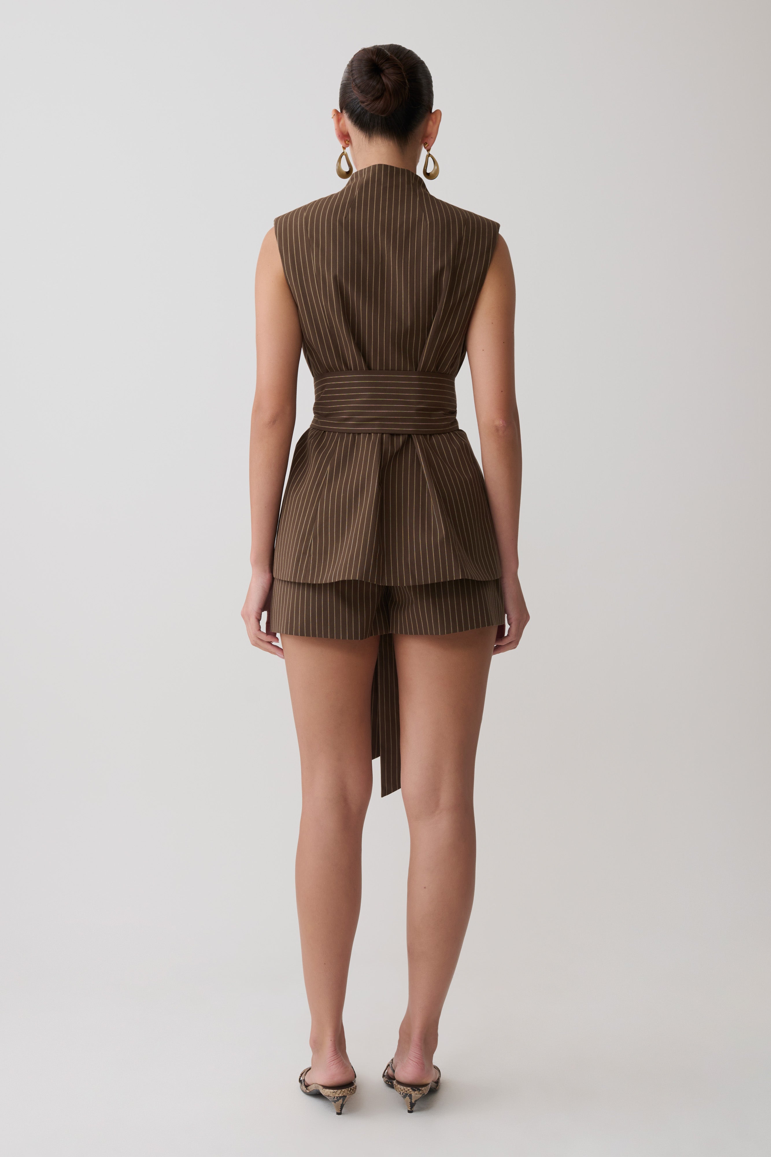 Alina Pintuck Cotton Shorts - Chocolate