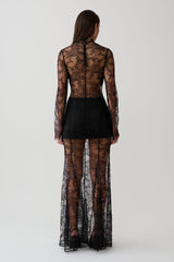 Alizette Long Sleeve Lace Maxi Dress - Black