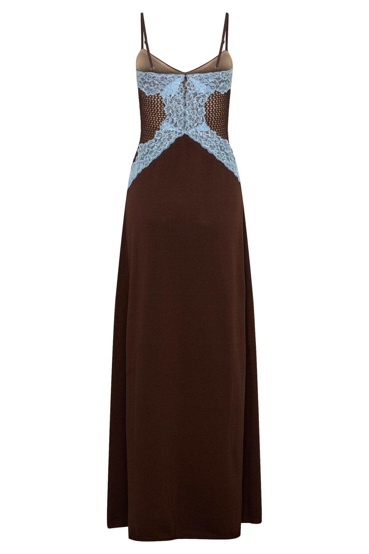 Bray Knit & Lace Maxi Dress - Chocolate/Blue