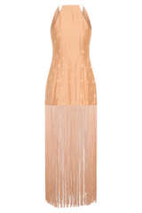 Abigail V Neck Fringe Maxi Dress - Orange