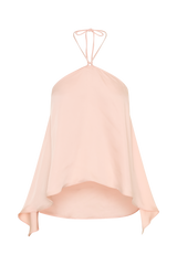 Adelaide Draped Satin Halter Top - Peach