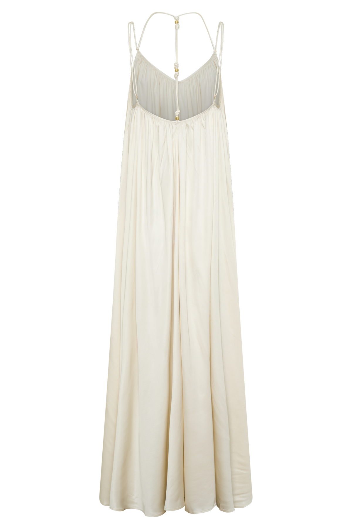 Adriana Satin Gathered Maxi Dress - Buttercream
