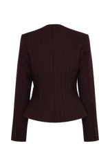 Agatha Square Neck Blazer - Plum Pinstripe