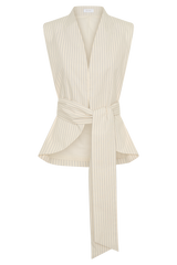 Alina Waist Tie Sleeveless Top - Stripe