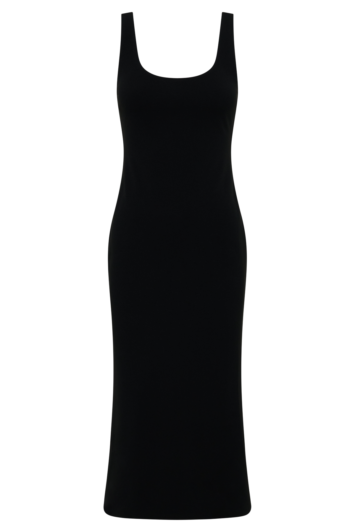 Allyra Scoop Stretch Crepe Midi Dress - Black