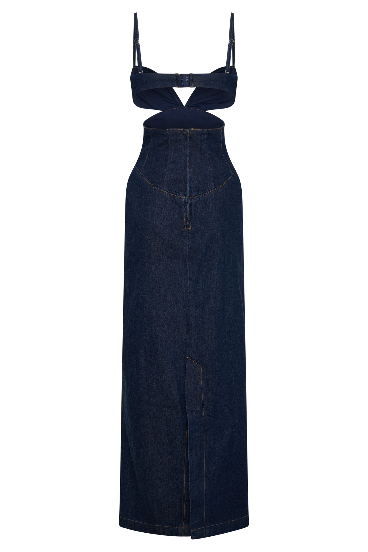 Amila Denim Cupped Maxi Dress - Indigo Blue
