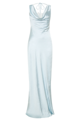 Ashley Cowl Neck Lace And Satin Maxi Dress - Ice Blue