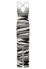 Ashtin Cross Front Knit Maxi Dress - Linear Shift Print