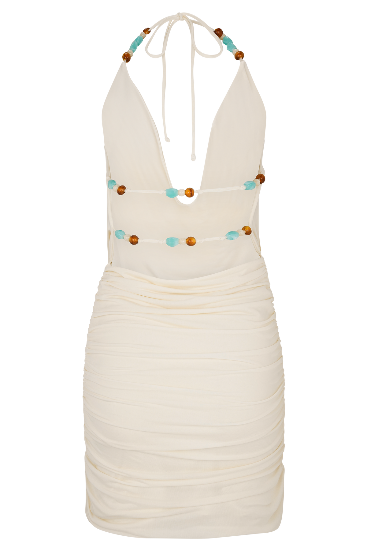 Astraeus Beaded Cowl Mini Dress - Ivory