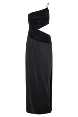Athena One Shoulder Diamante Maxi Dress - Black