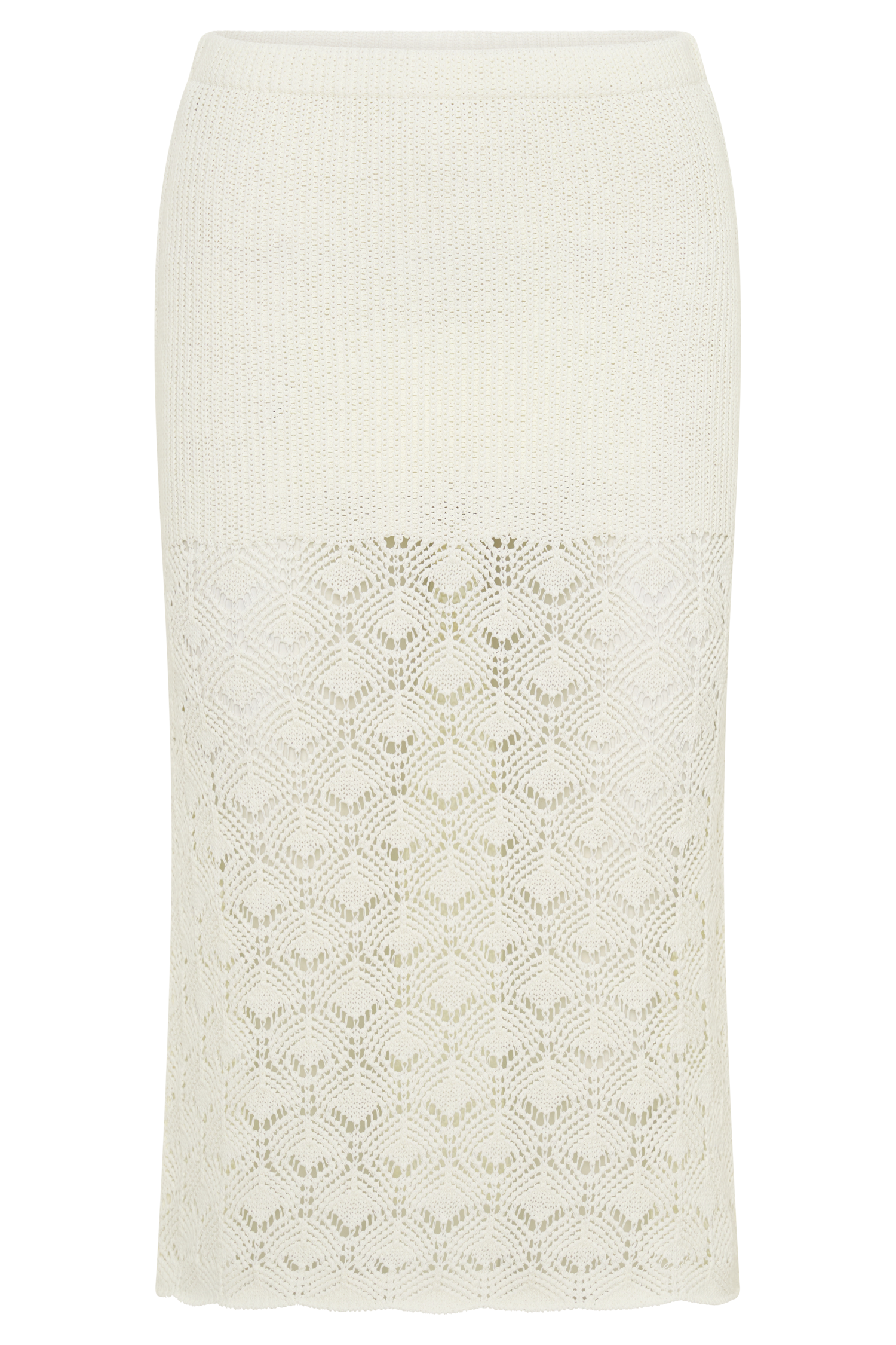 Atlantis Crochet Knit Midi Skirt - White
