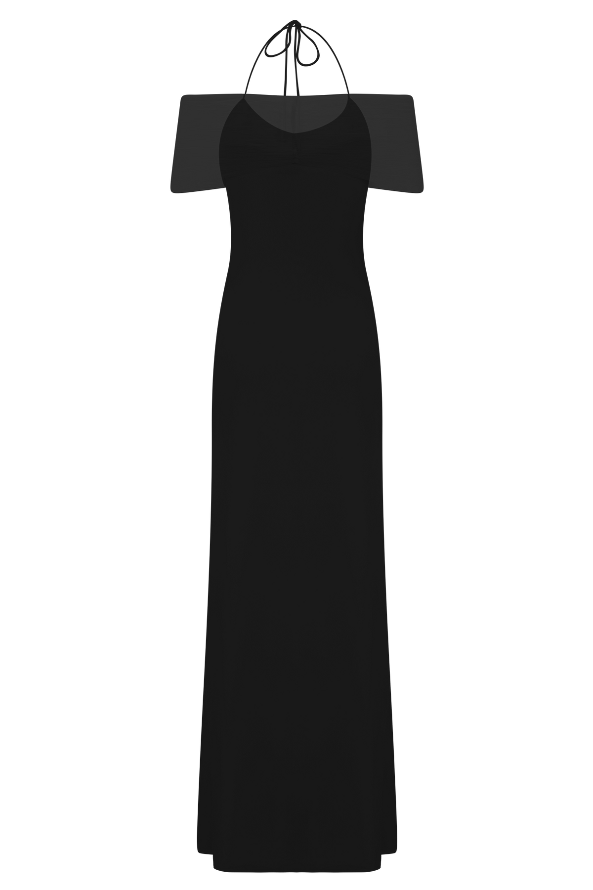 Bernadina Mesh And Slinky Halter Maxi Dress - Black