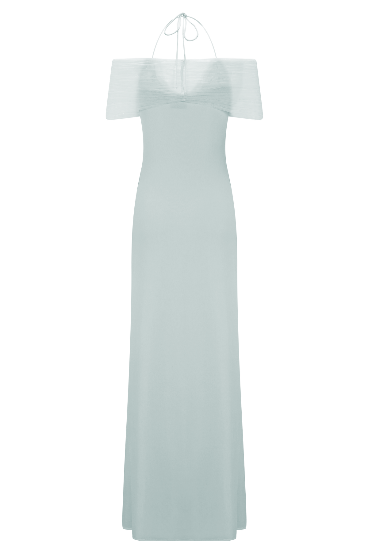 Bernadina Mesh And Slinky Halter Maxi Dress - Pale Blue