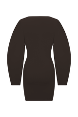 Billy Balloon Sleeve Knit Mini Dress - Dark Chocolate