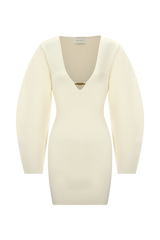 Billy Balloon Sleeve Knit Mini Dress - Ivory